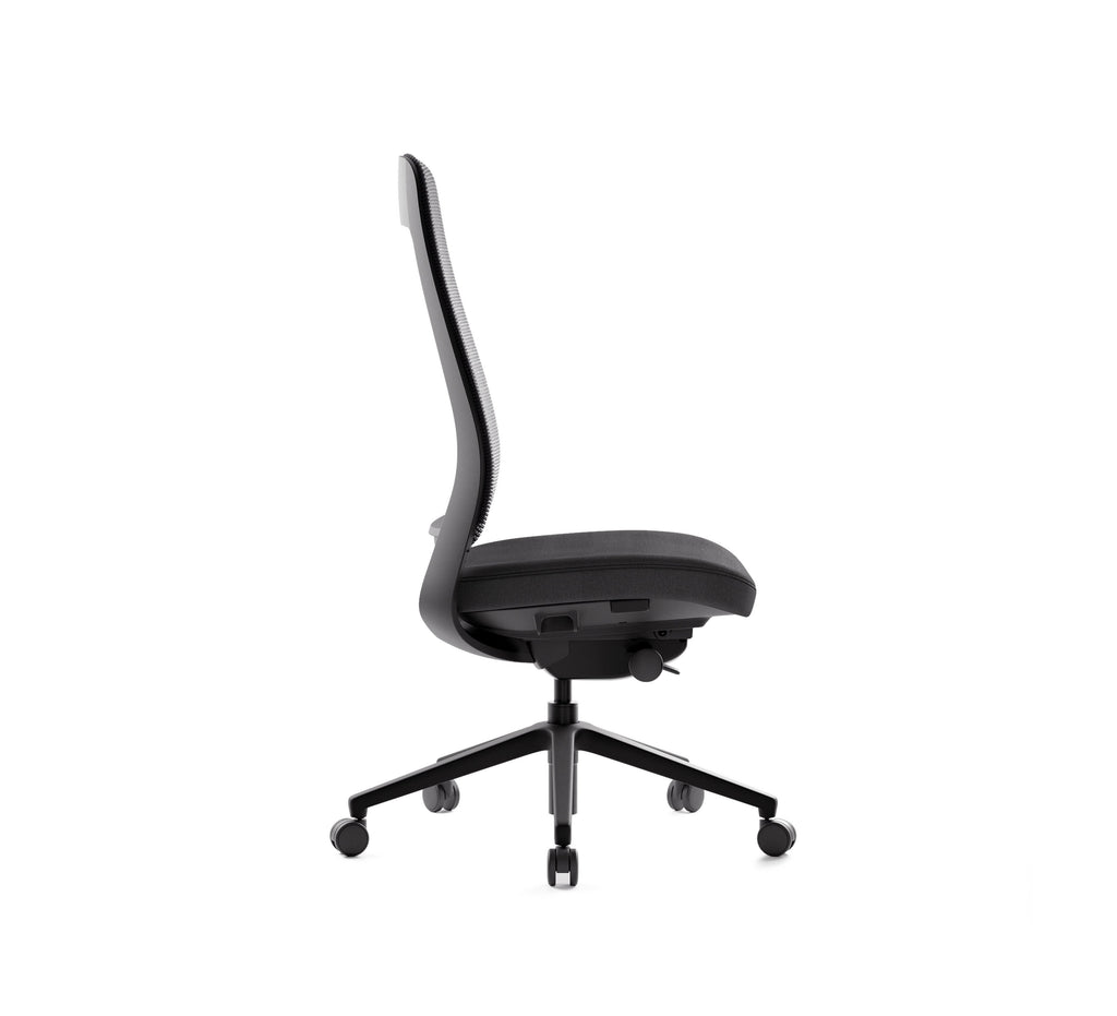 SitLab Frankie ergonomic office chair — Standard (No Armrests), side profile