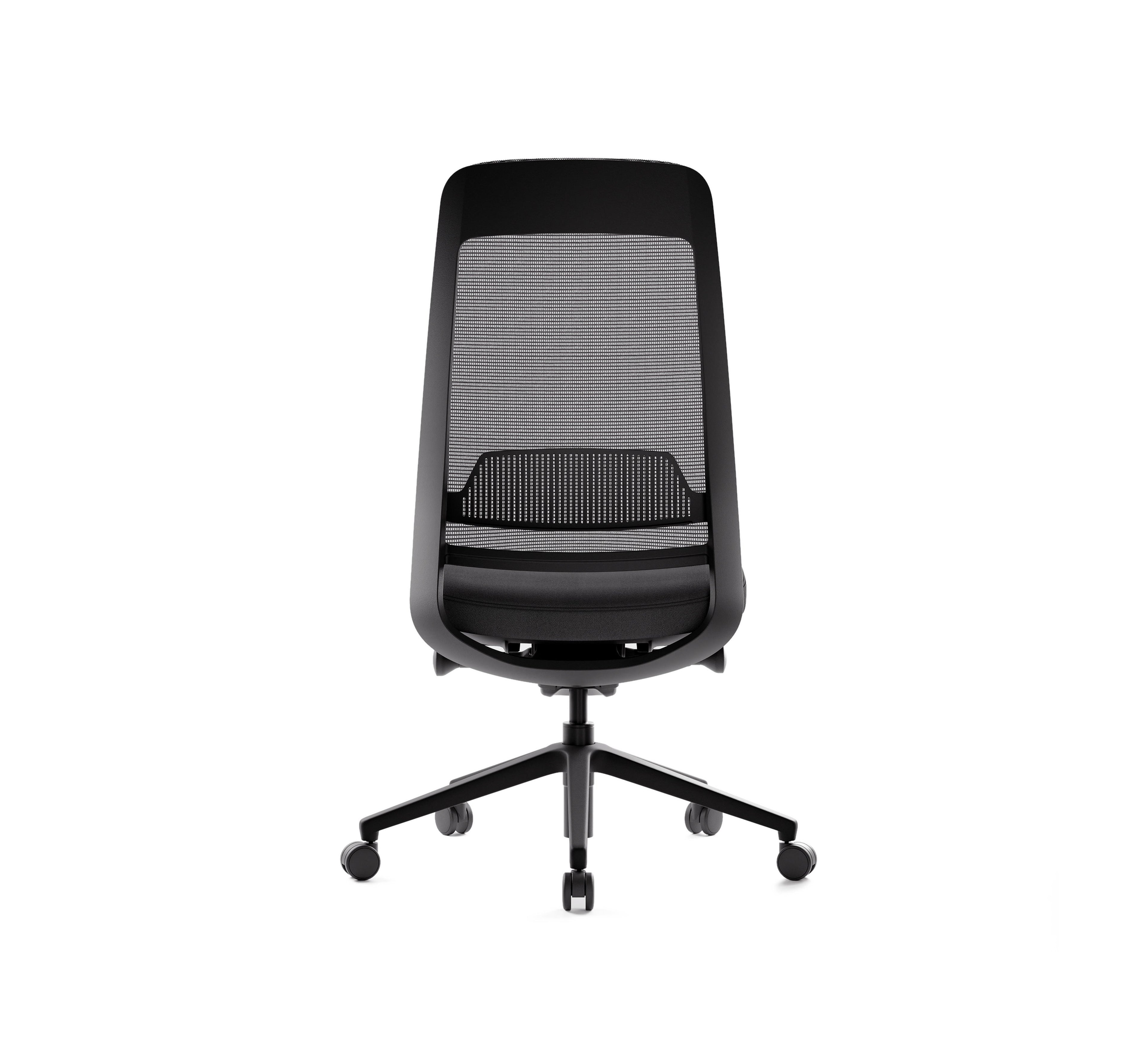 SitLab Frankie ergonomic office chair — Standard (No Armrests), rear view of the mesh backrest