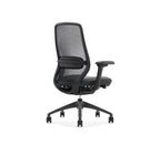SitLab Harwood Premium task chair, three-quarter rear view showing the height-adjustable lumbar support