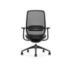 SitLab Harwood Premium task chair, rear view of the mesh backrest and lumbar support bar