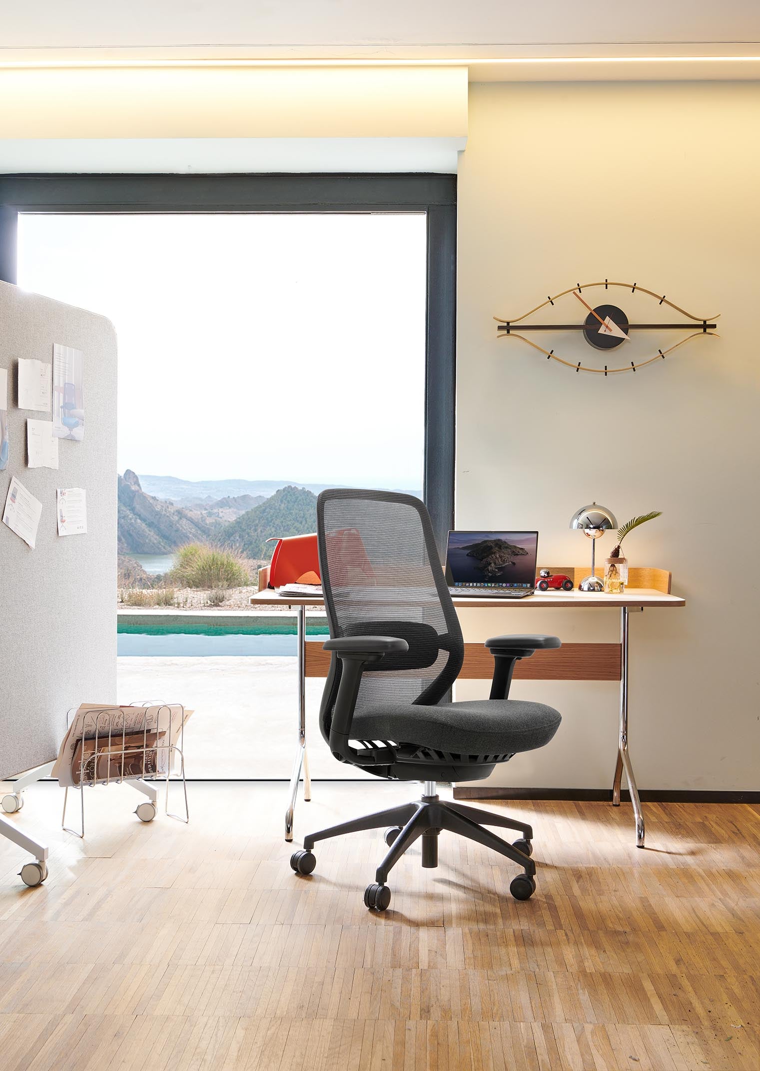 SitLab Harwood task chair in black at a workstation