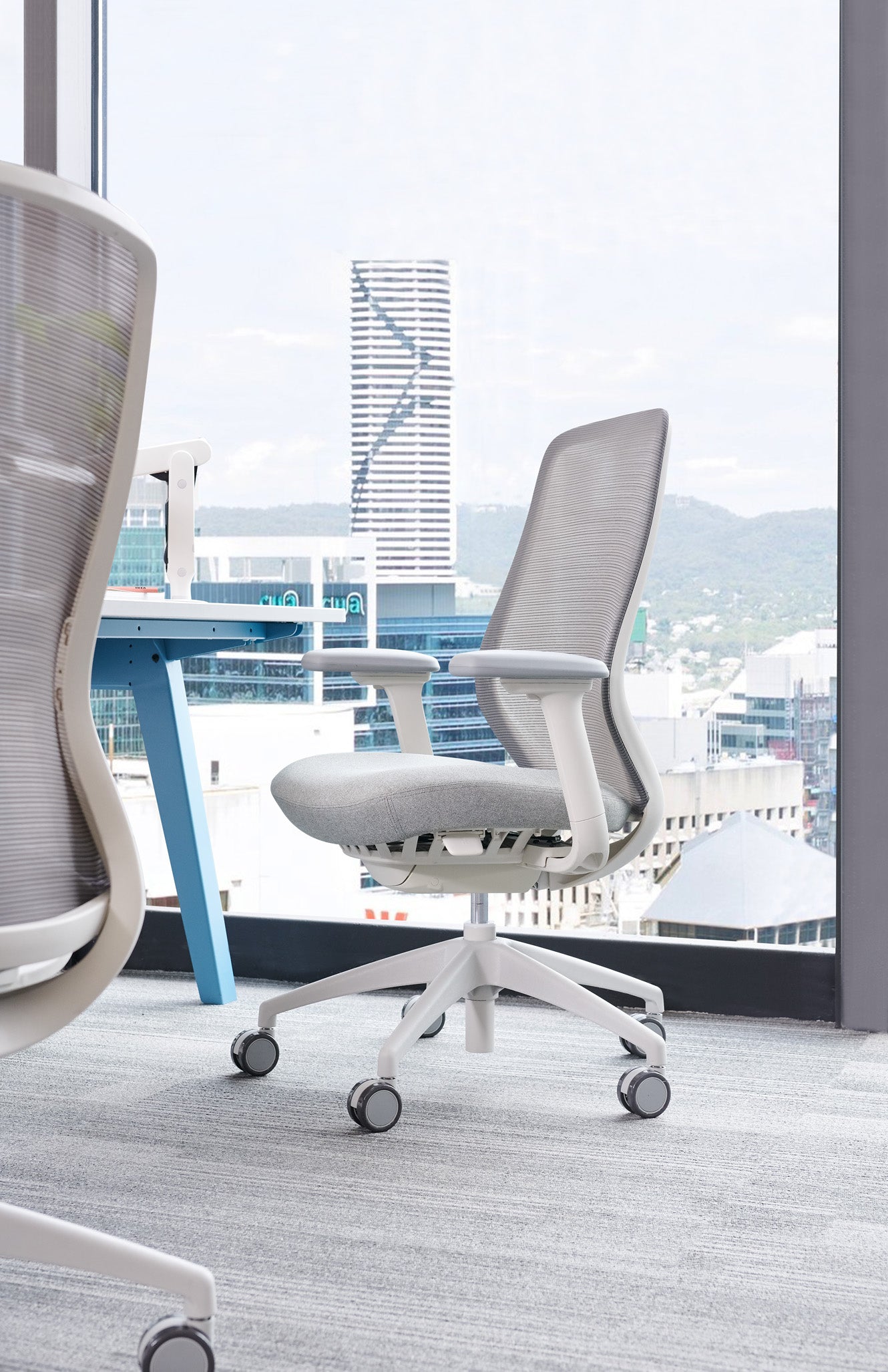SitLab Harwood task chair in white, workplace setting