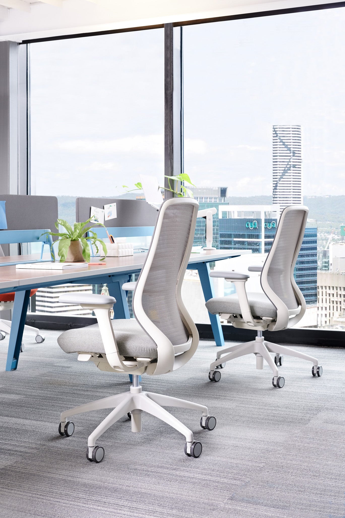 SitLab Harwood task chair in white at a workstation